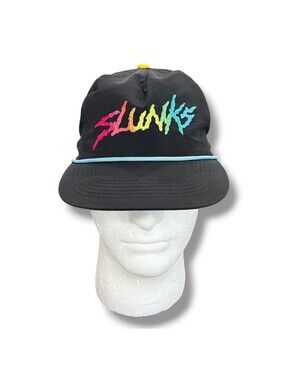 Slunks Swimwear Nylon Snapback Rope Hat Black/Rainbow Rare Colors